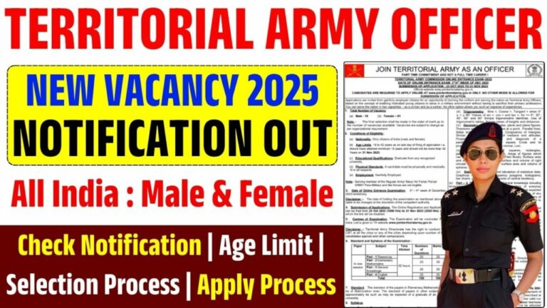 Territorial Army Officer Online Form 2025 (19 Posts): Sarkari Exam Notification, Eligibility & Apply Online